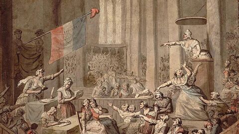 Club des femmes patriotes dans une église - Dessin à la plume et encre de Chine, lavis à l'encre de Chine et aquarelle, par Chérieux, 1793 Club des femmes patriotes dans une église - Dessin à la plume et encre de Chine, lavis à l'encre de Chine et aquarelle, par Chérieux, 1793