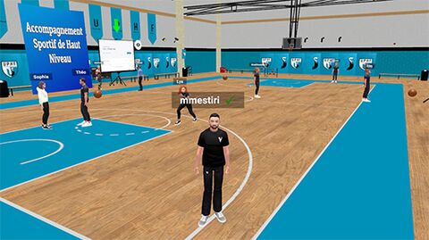 Expérience immersive de cordée dans le métaverse éducatif-couv Terrain de basket - image virtuelle