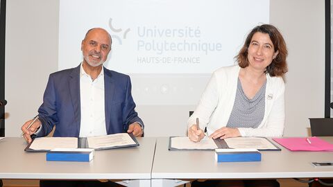 Abdelhakim Artiba, Président de l'UPHF et Marine Neuville, directrice du FIPHFP Signature de convention avec le FIPHFP_ 13 juin 2024